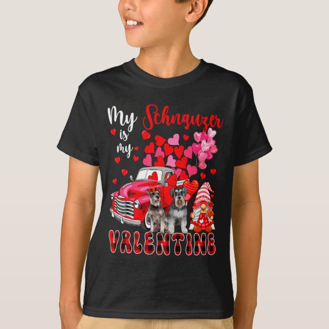 Camiseta My Schnauzer Is My Valentine Two Dogs With Gnome P (Anverso)