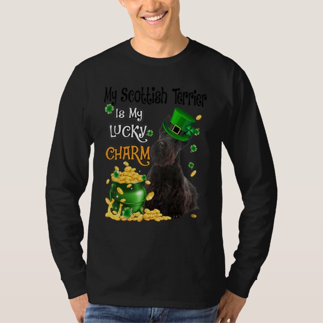 Camiseta My Scottish Terrier Is My Lucky Charm Cute Dog Pat (Anverso)