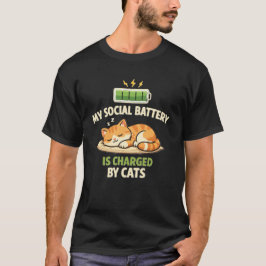 Camiseta My Social Battery Is Charged By Cats Cat Lover T-S
