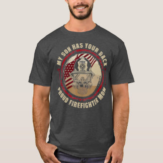 Camiseta My Son Has Your Back Proud Firefighter Mom Thin