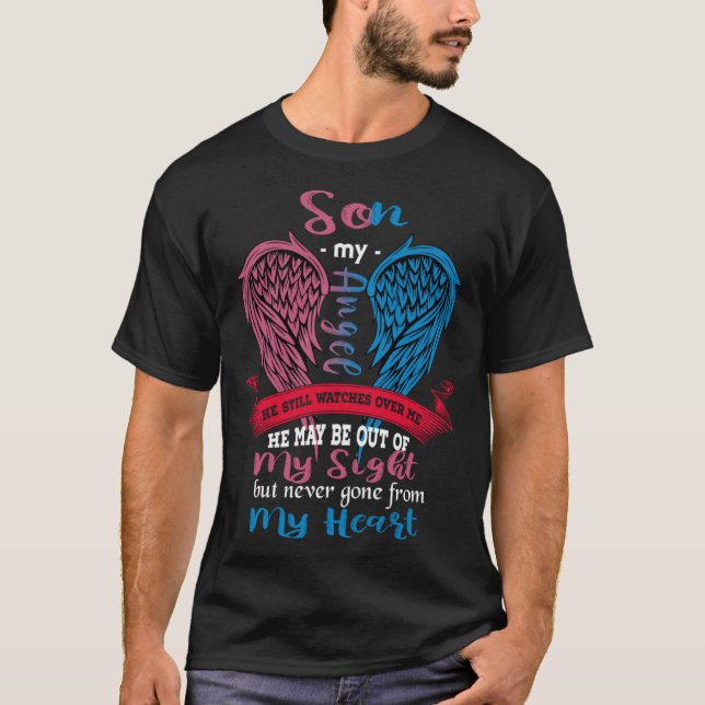 Camiseta My Son Is My Guardian Angel  I Am His Mom Grieving (Anverso)