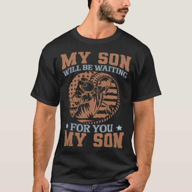 Camiseta My Son Will Be Waiting on You At Home Baseball Cat (Anverso)
