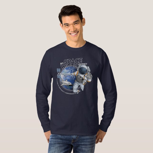 Camiseta My spacewalk Journey (Dark mode) | Men Long Sleeve (Anverso completo)