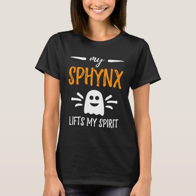 Camiseta My Sphynx Lifts My Spirit Cat Mom Halloween (Anverso)