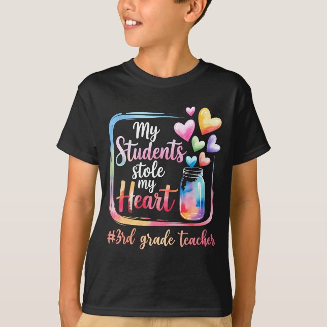 Camiseta My Student Stole My Heart 3rd Grade Teacher Valent (Anverso)
