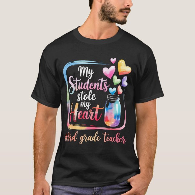 Camiseta My Student Stole My Heart 3rd Grade Teacher Valent (Anverso)