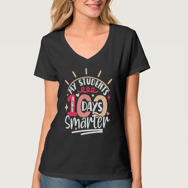 Camiseta My Students Are 100 Days Smarter Happy Teacher Sch (Anverso)