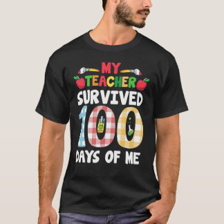 Camiseta My Teacher Survived 100 Days Of Me  100 Days Of Sc