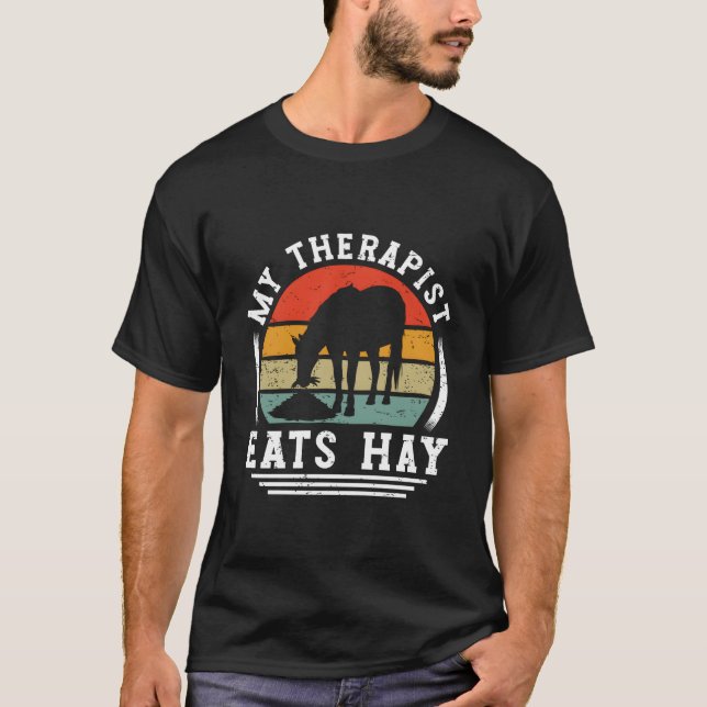 Camiseta My Therapist Eats Hay Horse Rider Horses (Anverso)