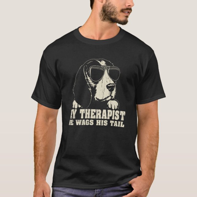 Camiseta My Therapist He Wags His Tail Beagle (Anverso)