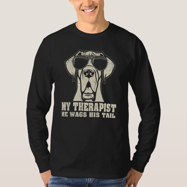 Camiseta My Therapist He Wags His Tail Great Dane (Anverso)