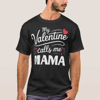 Camiseta My Valentine Calls Me Mama Retro Groovy Valentines