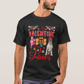 Camiseta My Valentine Has Paws Cute Boston Terrier Sunglass