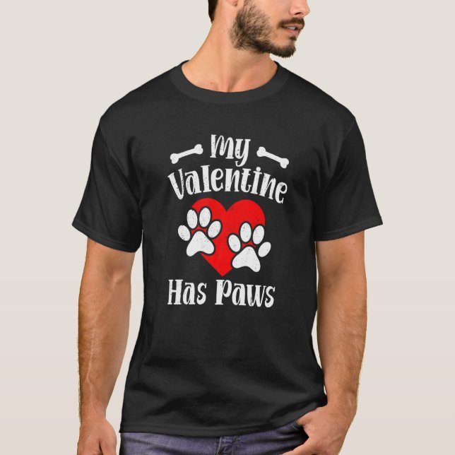 Camiseta My Valentine Has Paws Funny Valentine's Day Cat Do (Anverso)