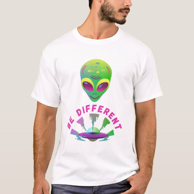 Camiseta My Vibe Be Different – Alien & Spaceship Design (Anverso)