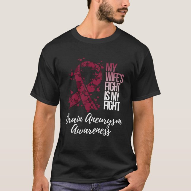 Camiseta My Wife s Fight Is My Fight Brain Aneurysm Awarene (Anverso)