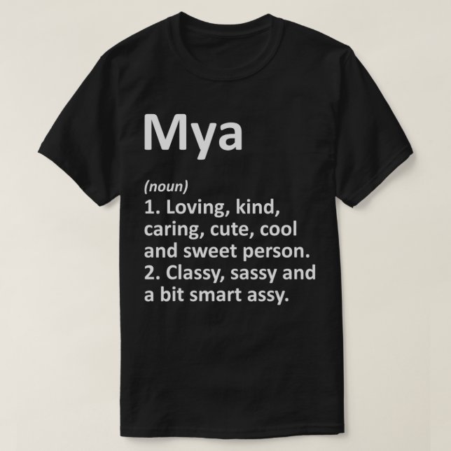 Camiseta MYA Definition Personalized Name Funny Birthday Gi (Diseño del anverso)