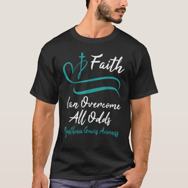 Camiseta Myasthenia Gravis Awareness Teal Ribbon Christian  (Anverso)