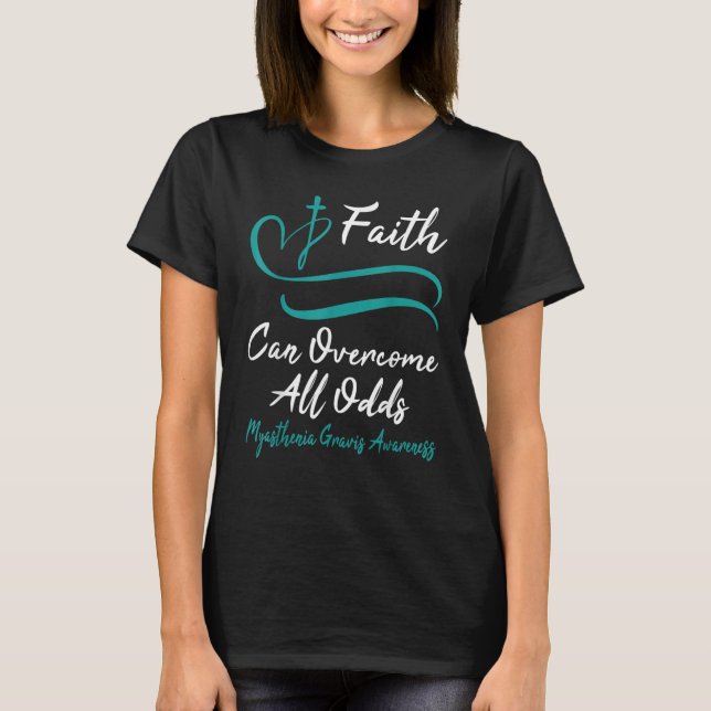 Camiseta Myasthenia Gravis Awareness Teal Ribbon Christian  (Anverso)