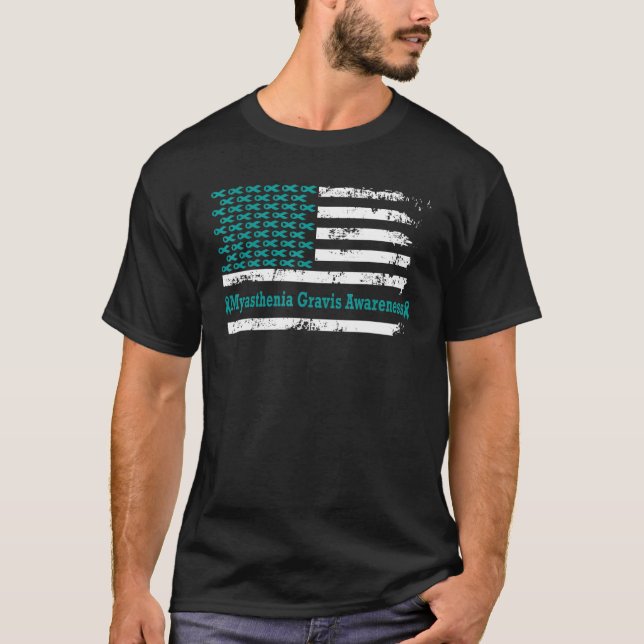 Camiseta Myasthenia Gravis Awareness USA Flag American Supp (Anverso)
