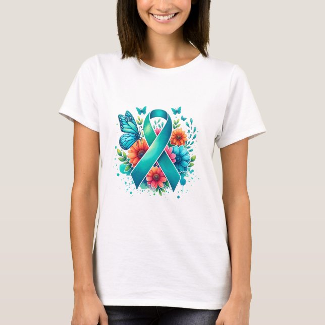 Camiseta Myasthenia Gravis Cinta de Conciencia Verde azulad (Anverso)