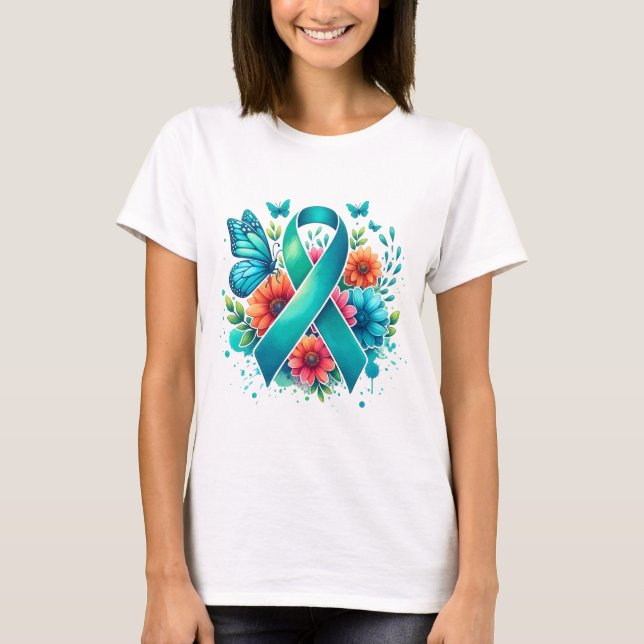 Camiseta Myasthenia Gravis Cinta de Conciencia Verde azulad (Anverso)