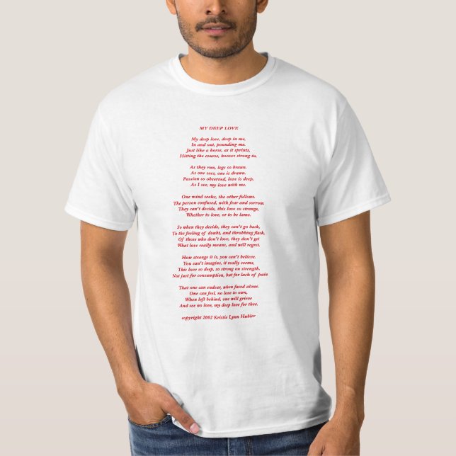 Camiseta MyDeepLovePoemTextRedOnWhite021411 (Anverso)