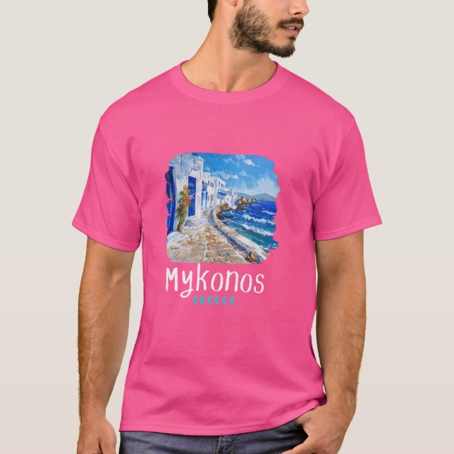 Camiseta Mykonos Grecia pintando Mykonos (Anverso)
