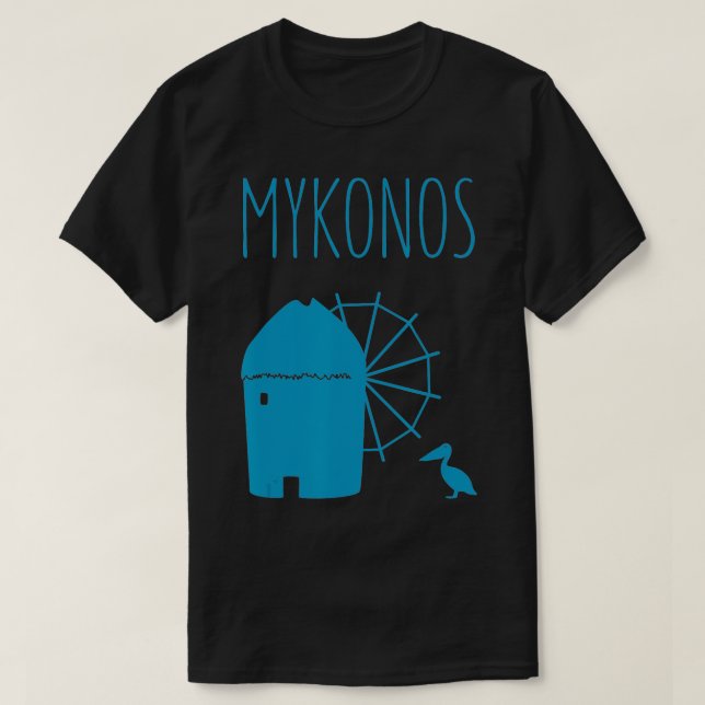 Camiseta Mykonos, un molino de viento icónico en Grecia y P (Diseño del anverso)