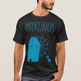 Camiseta Mykonos, un molino de viento icónico en Grecia y P