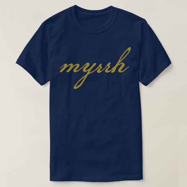 Camiseta Myrrh Navidades regalo Typografía mínima Scrip de  (Diseño del anverso)