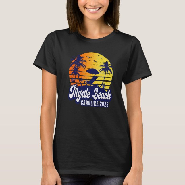 Camiseta Myrtle Beach 2023 Carolina Sunset Beach Retro Prem (Anverso)
