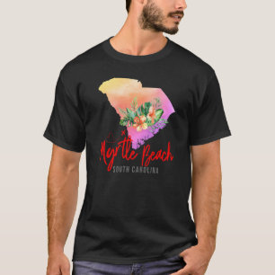Camiseta Myrtle Beach Map Chicas familiares de vacaciones c