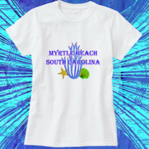 Camiseta Myrtle Beach SC Coral Starfish and Scallop Shell T