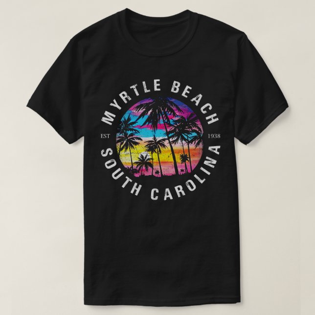 Camiseta Myrtle Beach SC Palm Tree (Diseño del anverso)