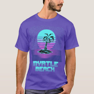 Camiseta Myrtle Beach Sc Retro Vintage Sunset Palm Tree