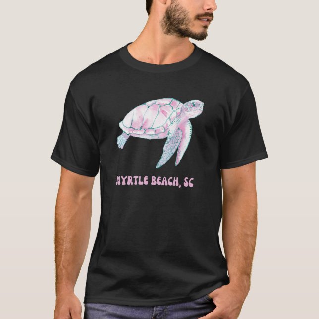 Camiseta Myrtle Beach South Carolina Pink and Blue Sea Turt (Anverso)