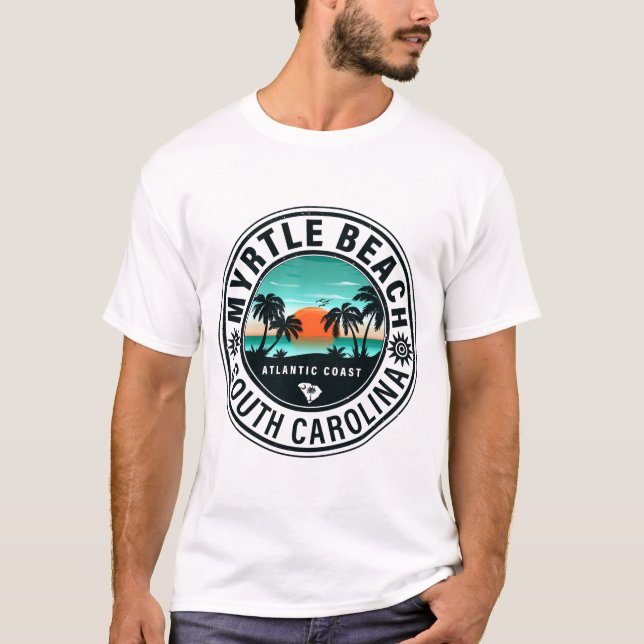 Camiseta Myrtle Beach South Carolina Retro Sunset Souvenirs (Anverso)