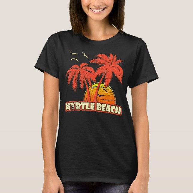 Camiseta Myrtle Beach Summer Palm Trees 80 Beach Sunset (Anverso)