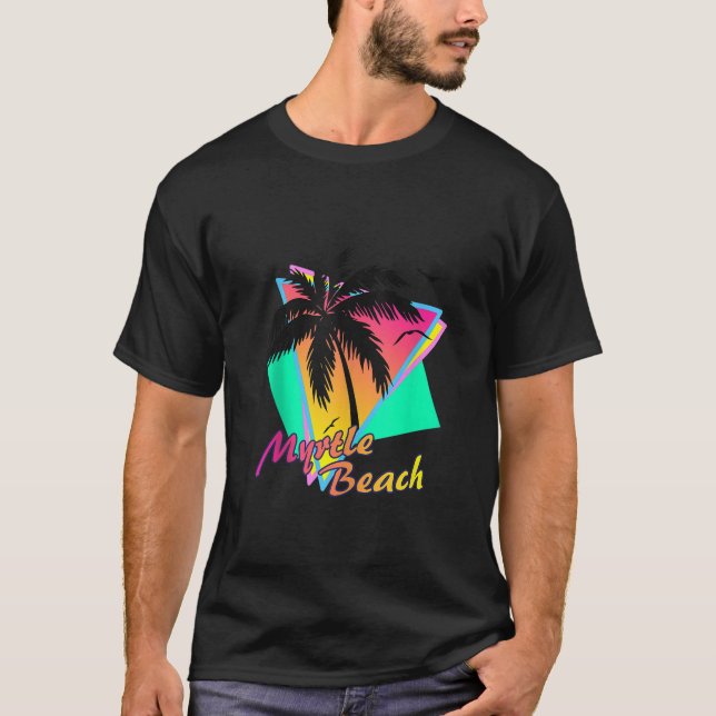 Camiseta Myrtle Beach Tropical Summer Palm Tree Sunset (Anverso)