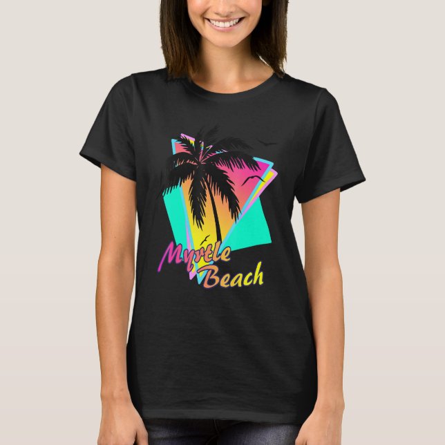 Camiseta Myrtle Beach Tropical Summer Palm Tree Sunset (Anverso)