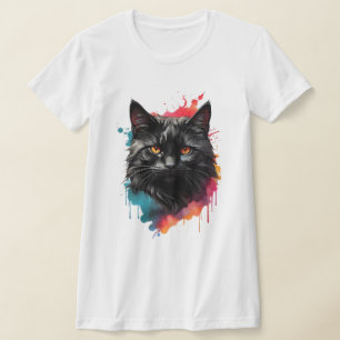 Camiseta Myscolor de agua de gato negro splash Art