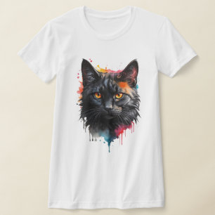 Camiseta Myscolor de agua de gato negro splash Art