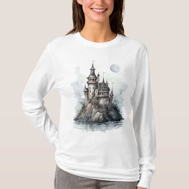 Camiseta Mysterious Gothic Castle Halloween Art (Anverso)
