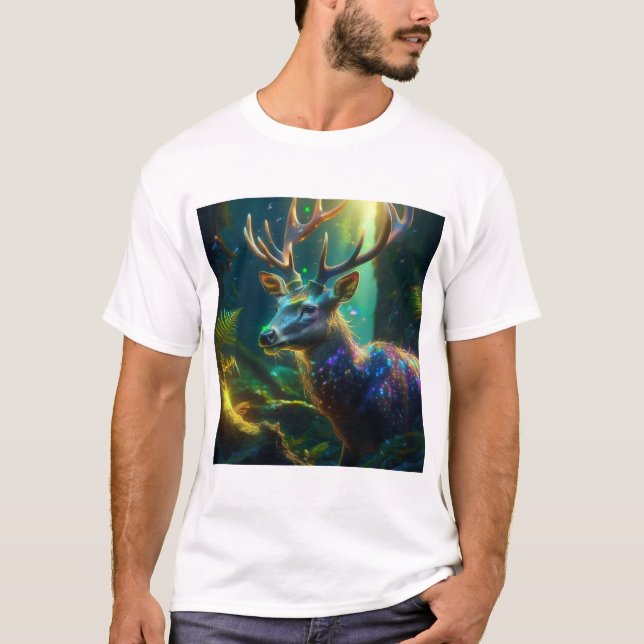Camiseta Mystic Christmas –Glowing Deer in Enchanted Forest (Anverso)