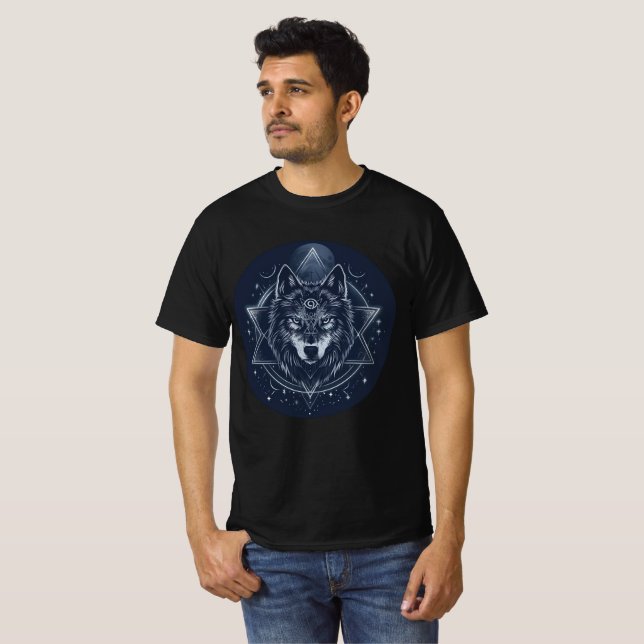 Camiseta Mystic Geometric Wolf Mandala (Anverso completo)
