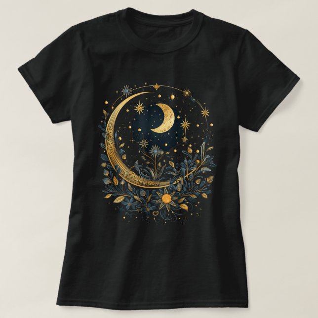 Camiseta Mystic Sun and Moon Floral Celestial Art (Diseño del anverso)