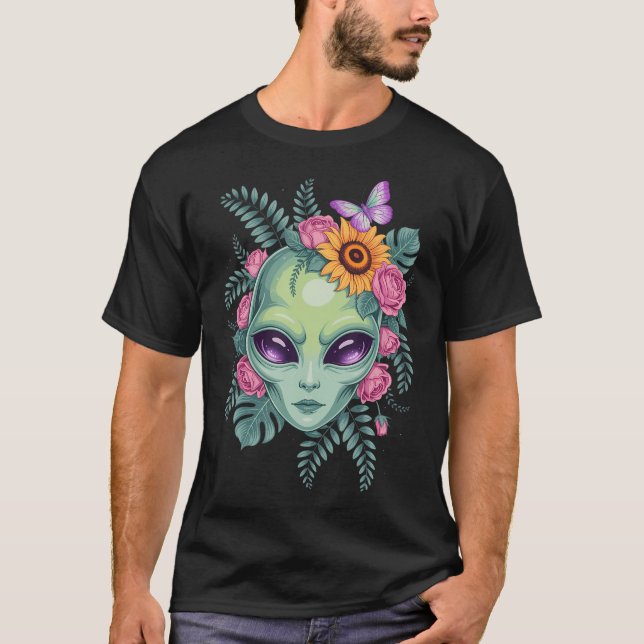Camiseta Mystical Alien Floral Graphic With Sunflower  Butt (Anverso)