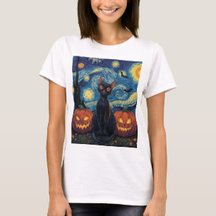 Camiseta Mystical Black Cat Halloween Ilustracion