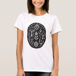 Camiseta Mystical Boho Mushroom Design – Botanical Folk Art